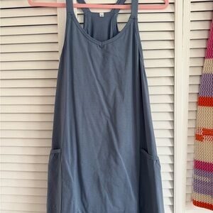 Dusty Blue Sleeveless Pocket Dress